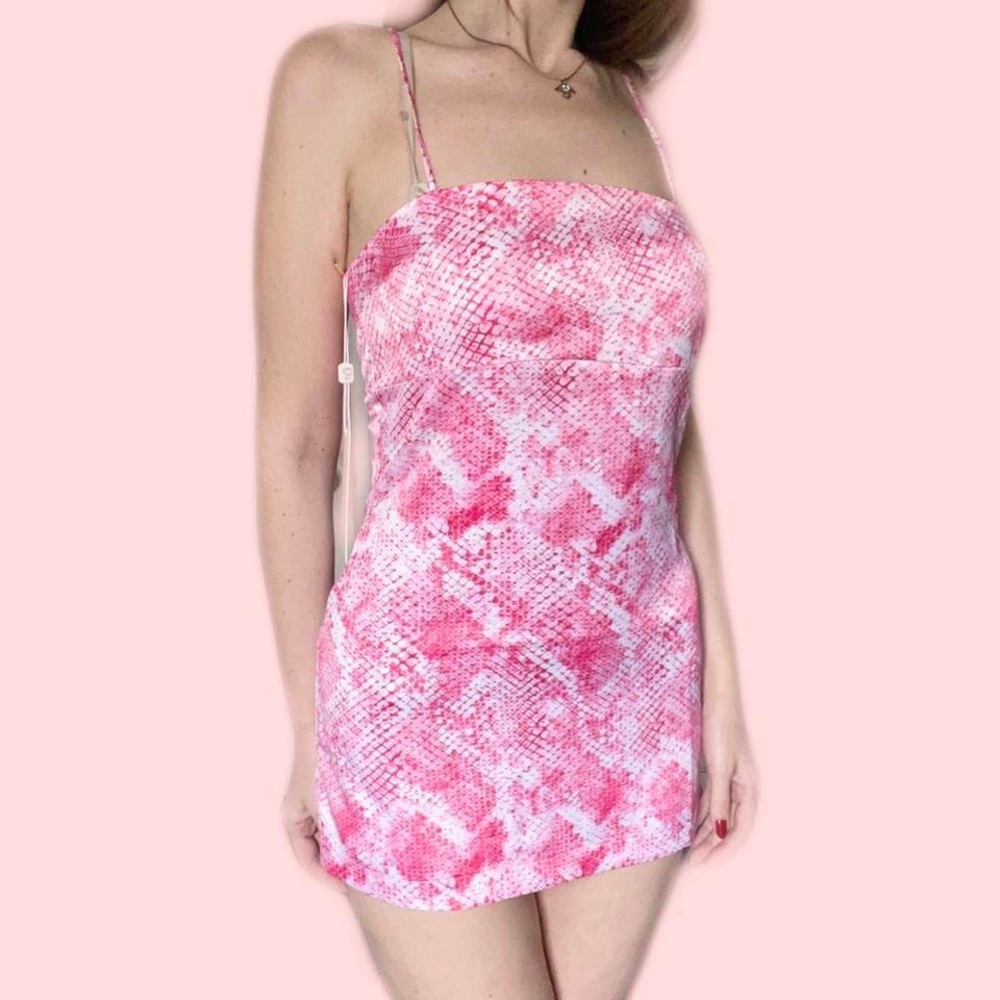 Beach Bunny Pink Snake Print Valentines Day Mini Dress
